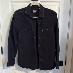 Black Denim Button-Up Shirt